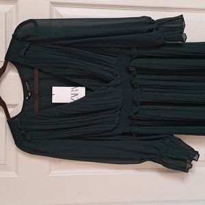 Nwt Zara Midi Crinkle Dress